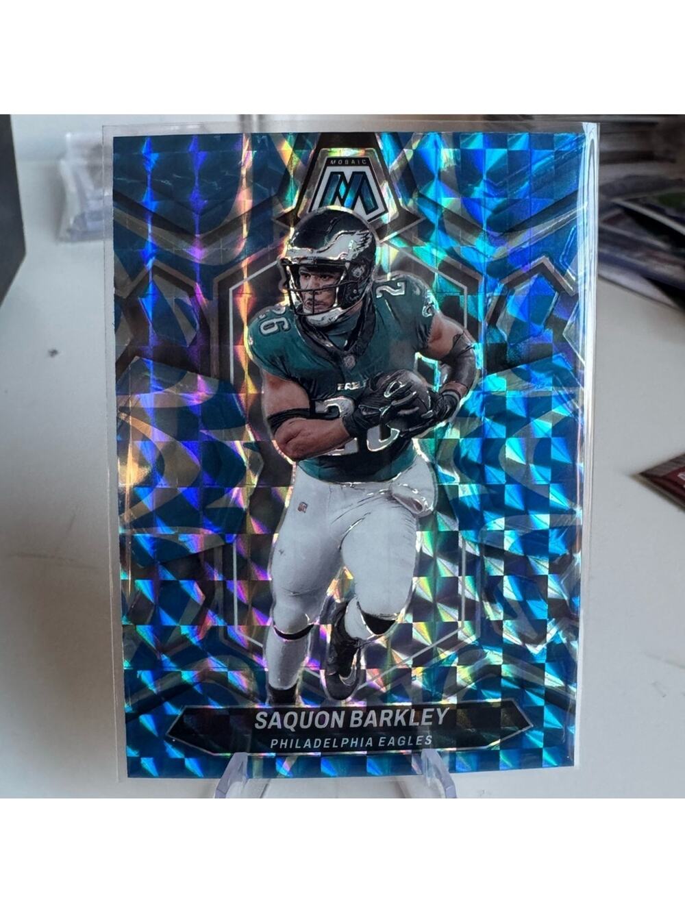 2024 Saquon Barkley Panini Mosaic Blue Reactive Prizm